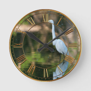Reloj Redondo Mediano Gran Egret Blanco