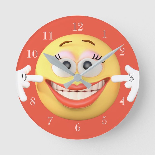 Reloj Redondo Mediano Gran Emoji sonriente (Anverso)