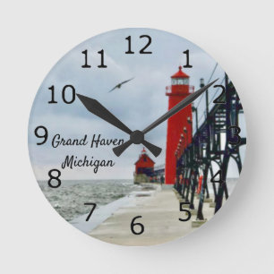 Reloj Redondo Mediano Gran Faro de Haven Michigan
