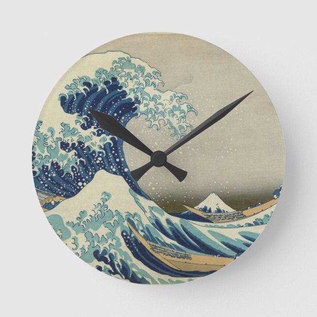 Reloj Redondo Mediano Gran ola de Kanagawa - Hokusai (Anverso)
