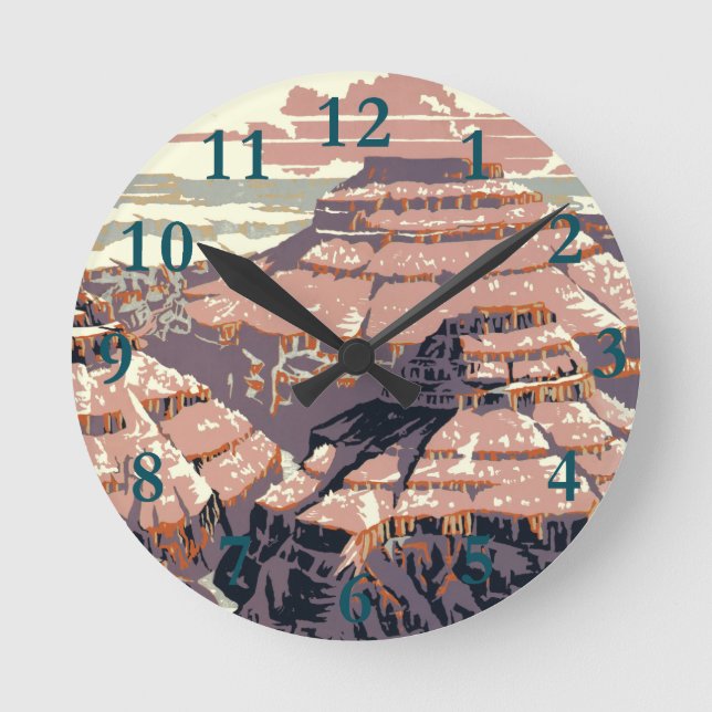 Reloj Redondo Mediano Grand Canyon Western Graphic Art American (Anverso)
