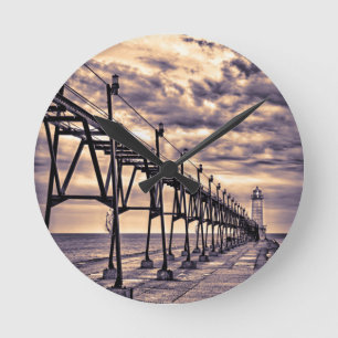 Reloj Redondo Mediano Grand Haven lighthouse and pier, Grand Haven