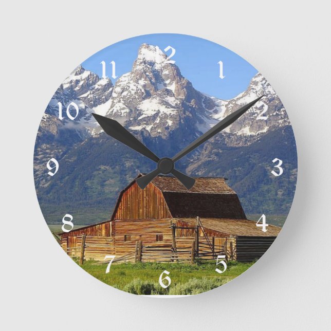 Reloj Redondo Mediano Grand Tetons Barn (Anverso)