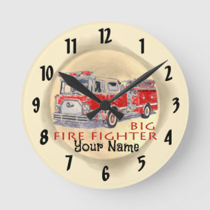 Reloj Redondo Mediano Grandes bomberos de camión de bomberos