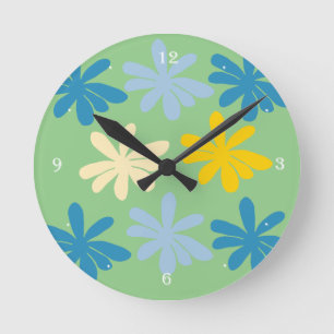 Reloj Redondo Mediano Grandes Flores 