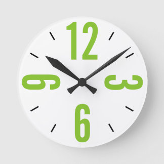 Reloj Redondo Mediano Grandes números de lima verde y negro moderno