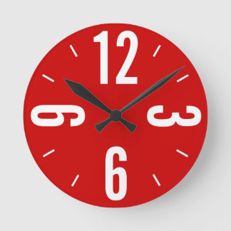 Reloj Redondo Mediano Grandes números rojos y blancos modernos
