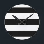 Reloj Redondo Mediano grandes rayas negras<br><div class="desc">Diseño lineal de rayas negras</div>
