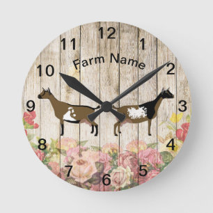 Reloj Redondo Mediano Granja de cabra lechera nigeriana personalizada