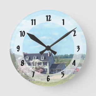 Reloj Redondo Mediano Granja familiar en Lancaster, PA, en primavera