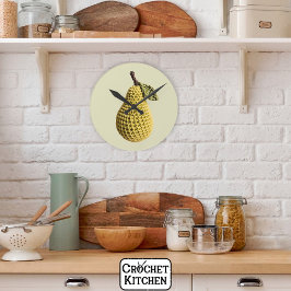 Reloj Redondo Mediano Granja moderna Crochet de color verde amarillo Fru