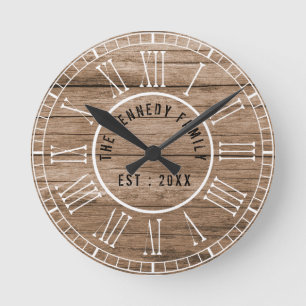 Reloj Redondo Mediano Granja rústica de madera blanca