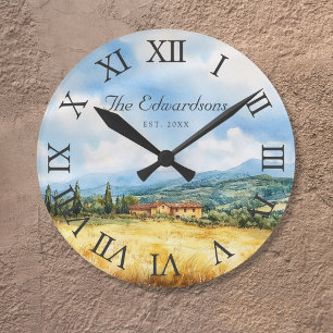 Reloj Redondo Mediano Granja tradicional del Mediterráneo Toscana