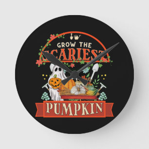 Reloj Redondo Mediano Granjero de calabazas Halloween