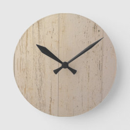 Reloj Redondo Mediano Grano de madera texturada lavado blanco