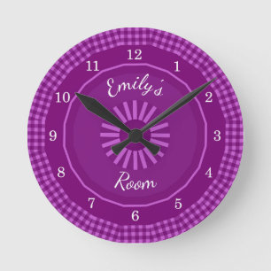 Reloj Redondo Mediano Grape Gingham Checks