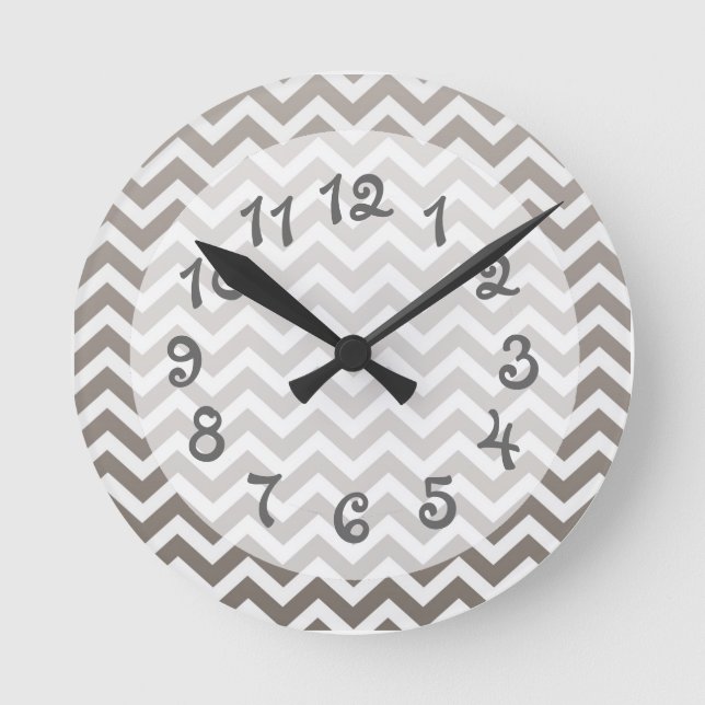 Reloj Redondo Mediano Gray Ombre Chevron (Anverso)