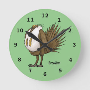 Reloj Redondo Mediano Great sage grouse bird cartoon illustration