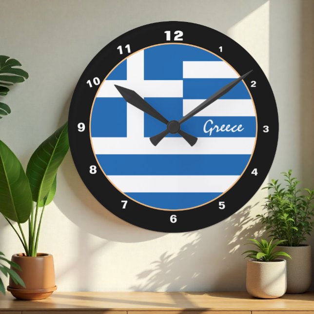 Reloj Redondo Mediano Grecia patriótica, bandera griega de moda Hogar/di (Subido por el creador)