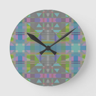 Reloj Redondo Mediano Green Blue Purple Geometric