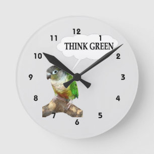 Reloj Redondo Mediano Green Cheek Conure Think Green