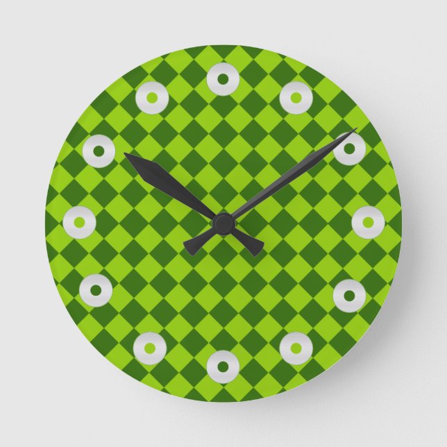 Reloj Redondo Mediano Green Combination Diamond Pattern by STaylor (Anverso)
