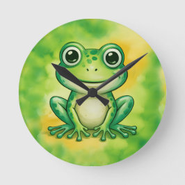 Reloj Redondo Mediano Green cute frog