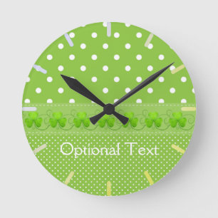 Reloj Redondo Mediano Green, Dots & Shamrocks