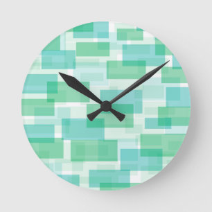 Reloj Redondo Mediano Green geometrical squares pattern