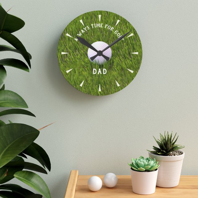 Reloj Redondo Mediano Green Golf Ball in the Rough Golfer Dad (Great gift for golfers that would rather be playing golf and for dads that like to watch clocks.)