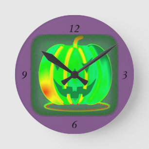 Reloj Redondo Mediano Green Jack o'lantern Halloween Thunder_Cove