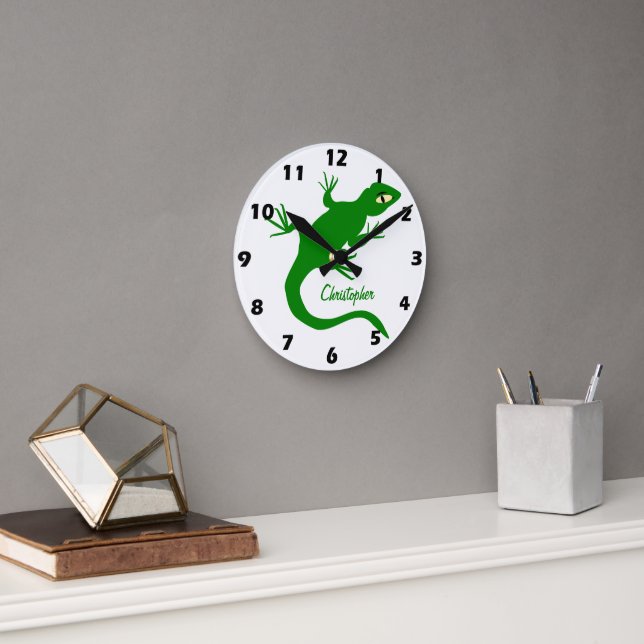 Reloj Redondo Mediano Green Lizard Design Personalised (Oficina)