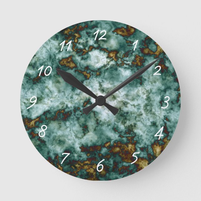 Reloj Redondo Mediano Green Marble Texture With Veins (Anverso)