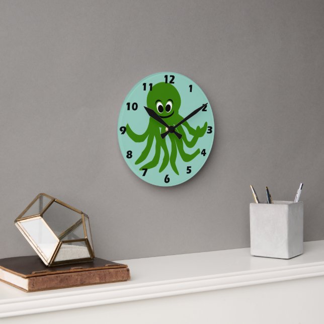 Reloj Redondo Mediano Green Octopus Design (Oficina)