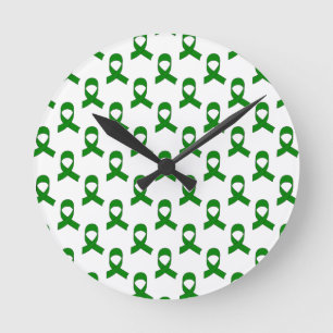 Reloj Redondo Mediano Green Ribbon Pattern