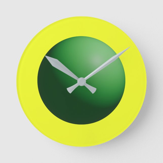 Reloj Redondo Mediano Green Sphere on Yellow  (Anverso)