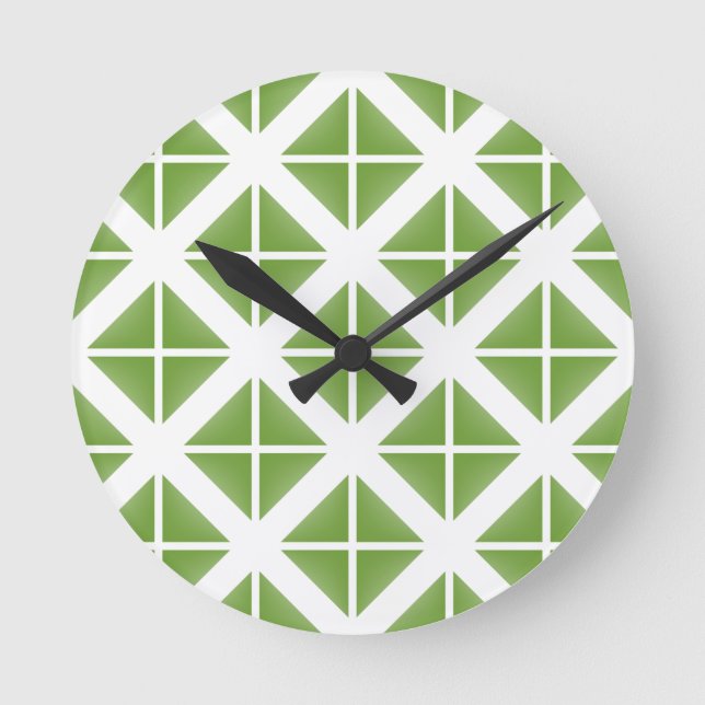Reloj Redondo Mediano Green Trendy Triangle Pattern (Anverso)
