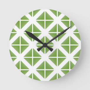 Reloj Redondo Mediano Green Trendy Triangle Pattern