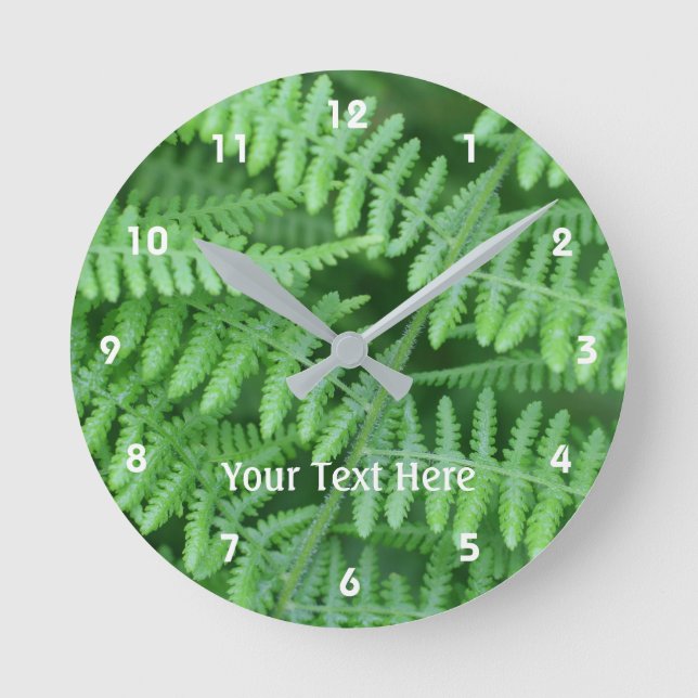 Reloj Redondo Mediano Green Woodland Ferns Pattern Nature (Anverso)