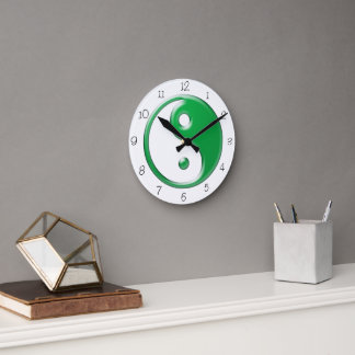 Reloj Redondo Mediano Green Yin Yang Round Clock