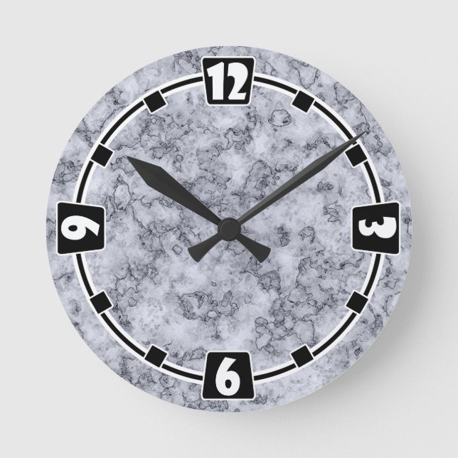 Reloj Redondo Mediano Grey Blue marble (Anverso)