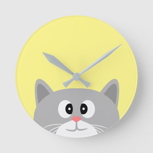 Reloj Redondo Mediano Grey Cat (Anverso)