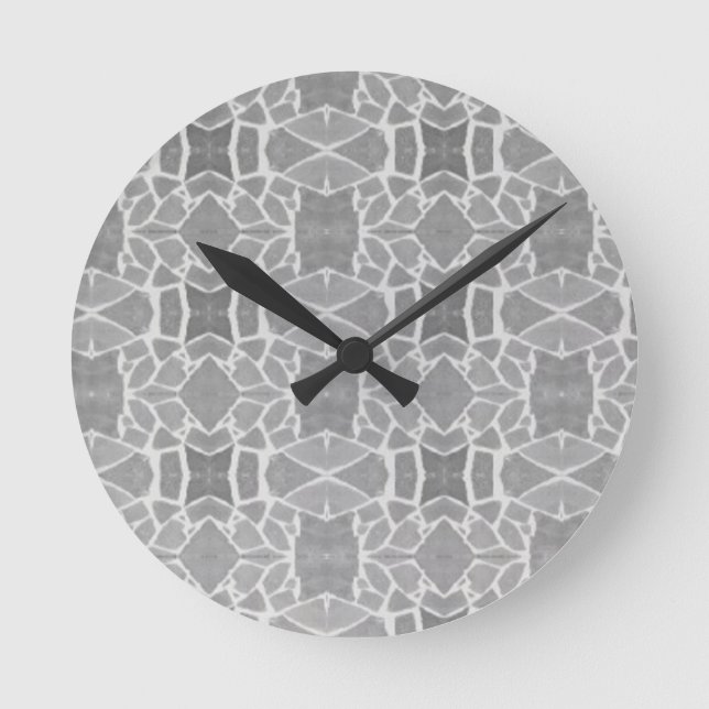 Reloj Redondo Mediano Grey White Stone Tiles Mosaic Pattern (Anverso)