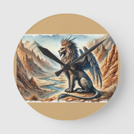 Reloj Redondo Mediano Grifos, Dragones y paisajes desolados
