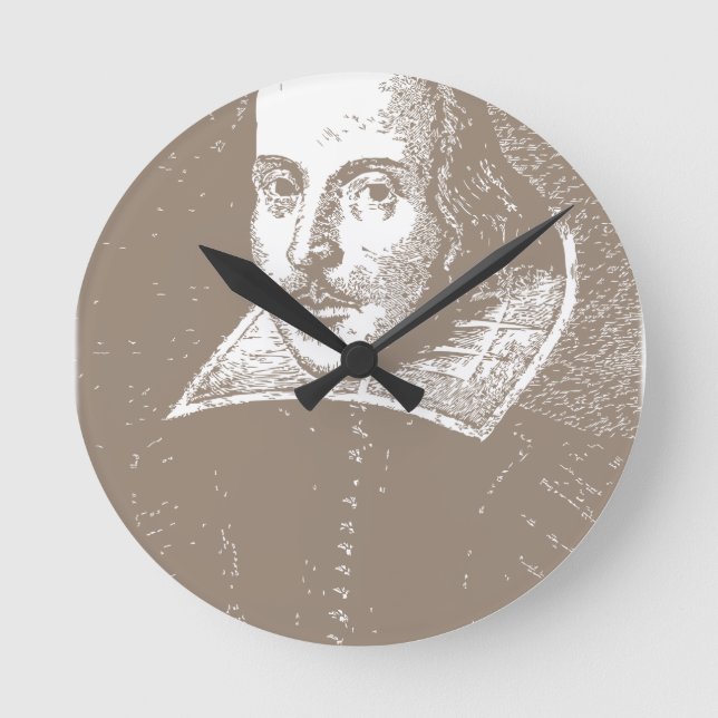 Reloj Redondo Mediano Gris caliente de William Shakespeare (Anverso)