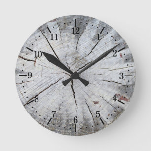 Reloj Redondo Mediano Gris De Madera Gris Pino Estropajo Foto Art 1