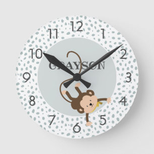 Reloj Redondo Mediano Gris de mono Safari personalizado