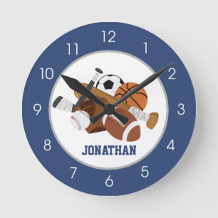 Reloj Redondo Mediano Gris deportivo y azul marino All Stars Niños Pared