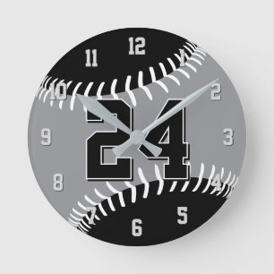 Reloj Redondo Mediano gris negro o CUALQUIER color de equipo de béisbol