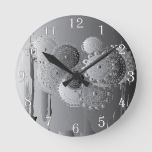 Reloj Redondo Mediano Gris Steampunk Mandala Floral con números blancos